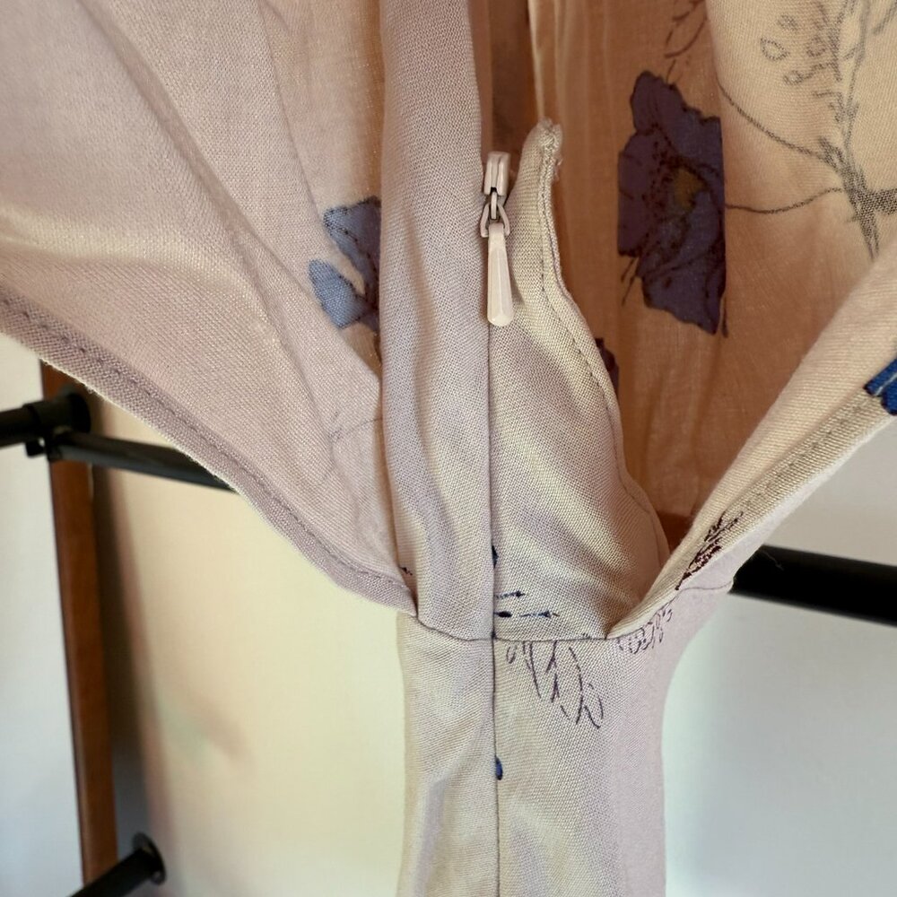 Free People Cream & Blue Floral Melanie Draped Floral Mini Dress - Picture 10 of 12